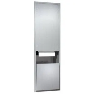 Combination Commercial Paper Towel Dispenser/Waste Receptacle, Recessed-Mounted, Stainless Steel ASI 046921