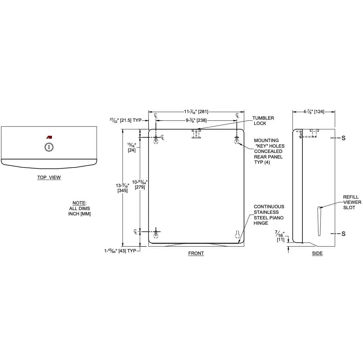 Commercial Paper Towel Dispenser, Roval-Surface-Mounted, Stainless Steel ASI 20210