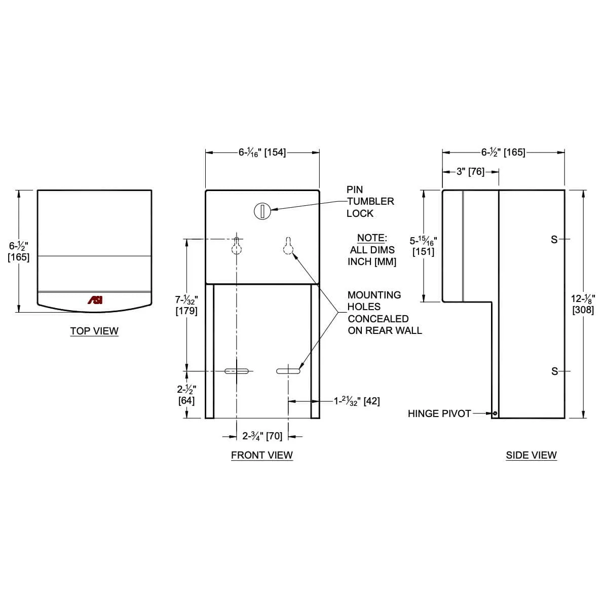 Commercial Toilet Paper Dispenser, Roval-Surface-Mounted, Stainless Steel w/ Satin Finish ASI 20030