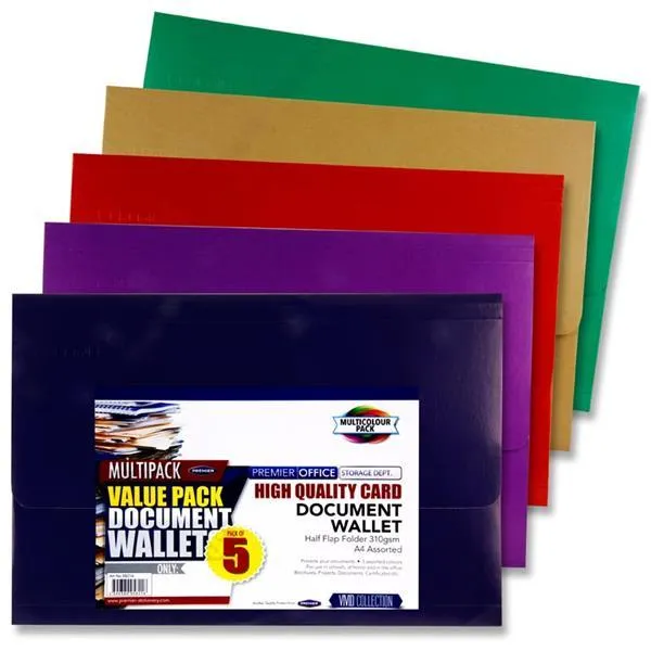 Concept - Pack of 5 A4 Document Wallets - Card