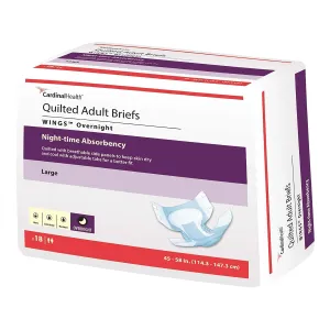 Covidien 75363100 Incontinent Brief Wings Resealable Tabs Large Disposable Night-time Absorbency 67034 Box Of 72