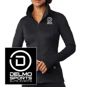 DelMoSports Embroidered Women's Full Zip Tech Jacket - Blacktop