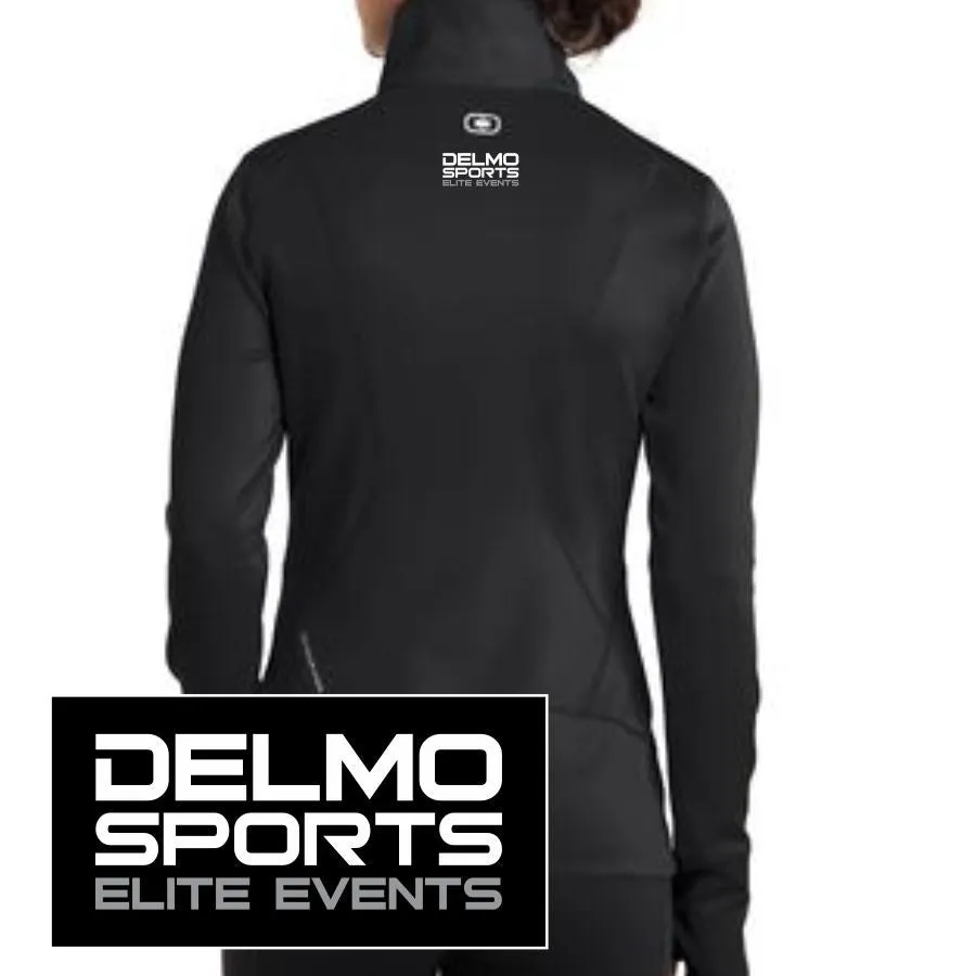 DelMoSports Embroidered Women's Full Zip Tech Jacket - Blacktop