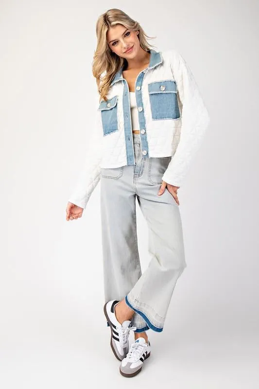 Denim Contrast Quilted Jacket