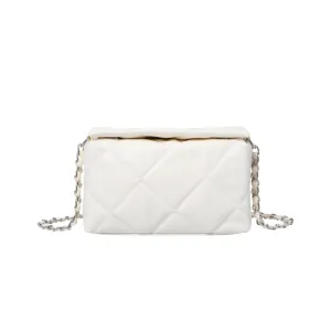 Diamond Pattern Quilted Crossbody Bag(Off-White)
