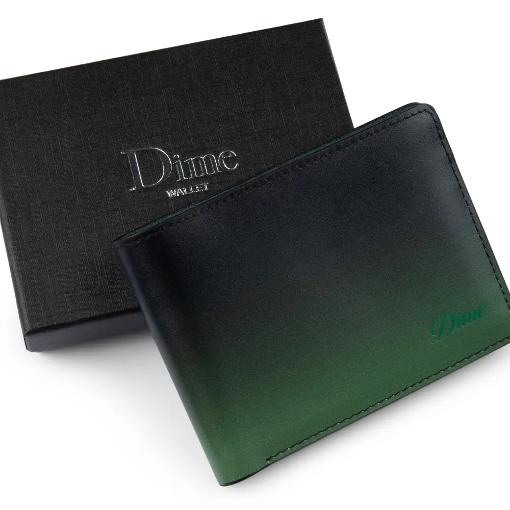 Dime MTL Cursive Gradient Leather Bifold Wallet | Green