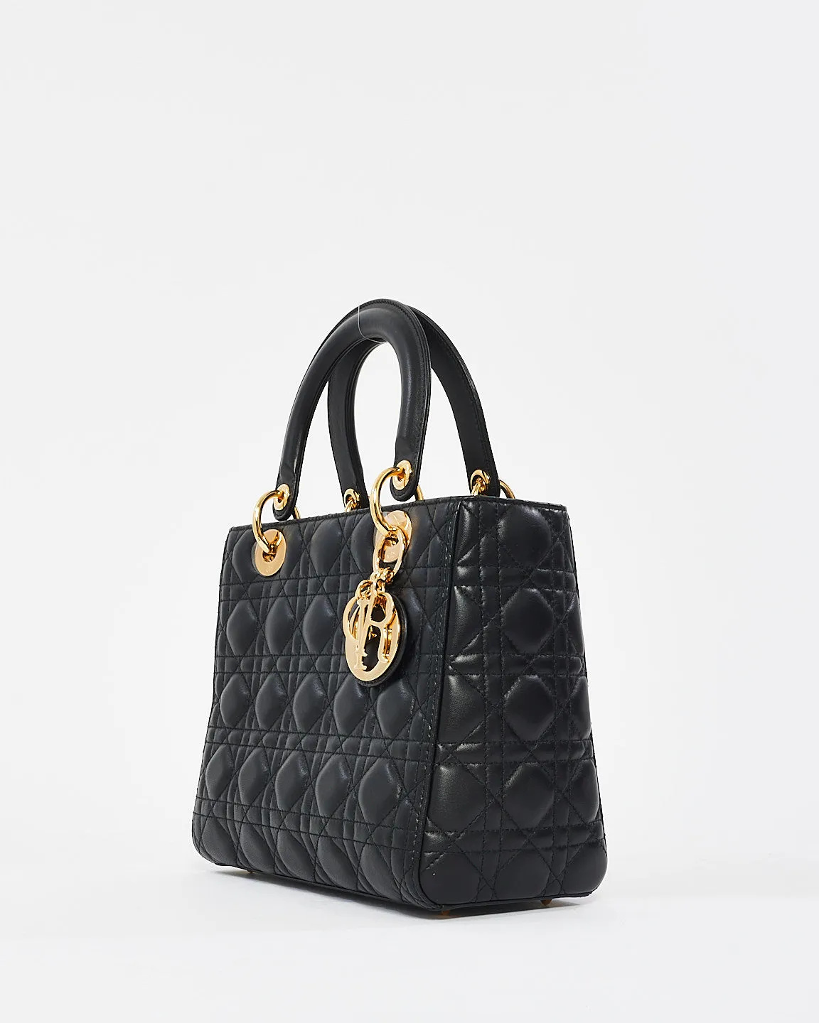 Dior Black Cannage Leather Medium Lady Dior Bag