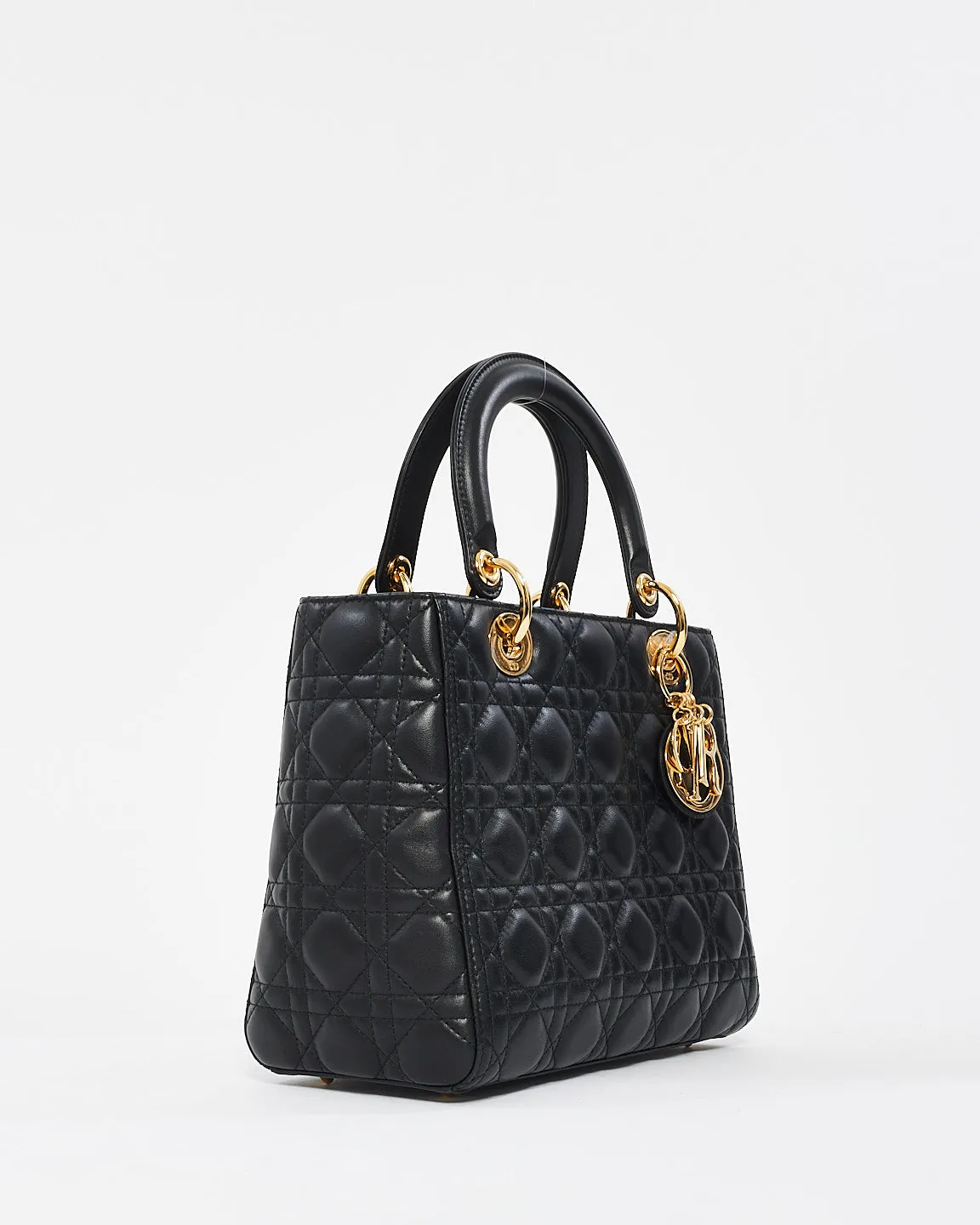 Dior Black Cannage Leather Medium Lady Dior Bag