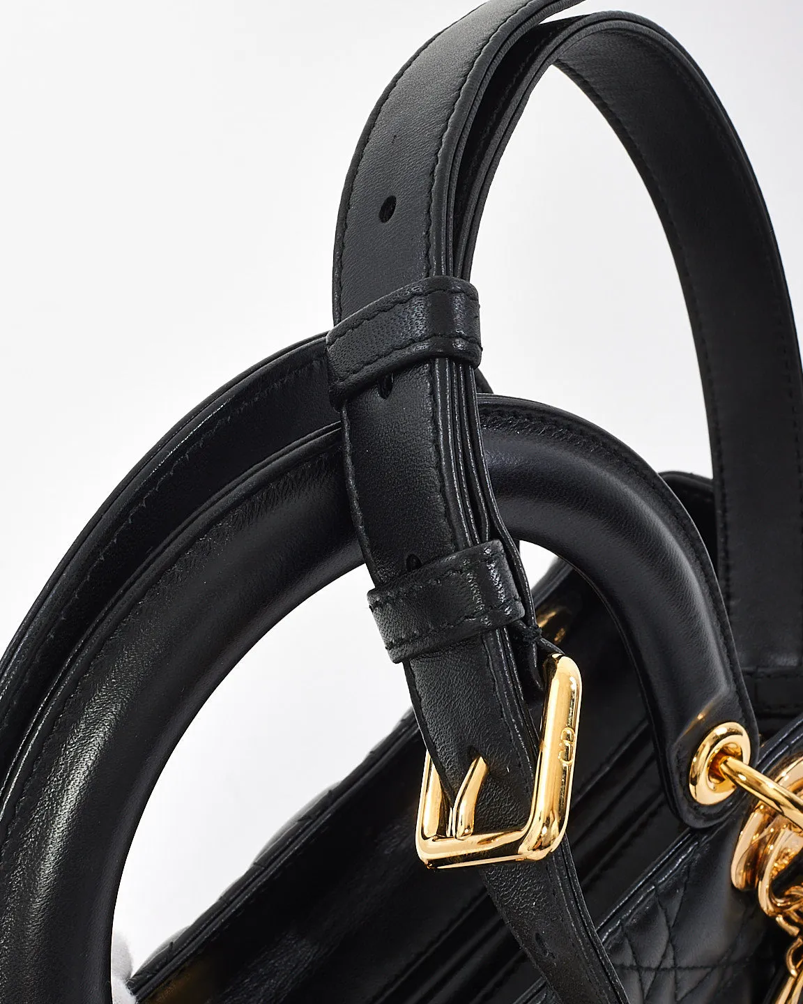 Dior Black Cannage Leather Medium Lady Dior Bag