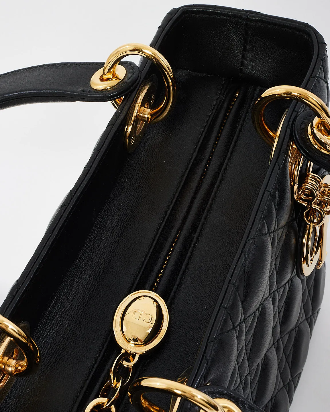 Dior Black Cannage Leather Medium Lady Dior Bag