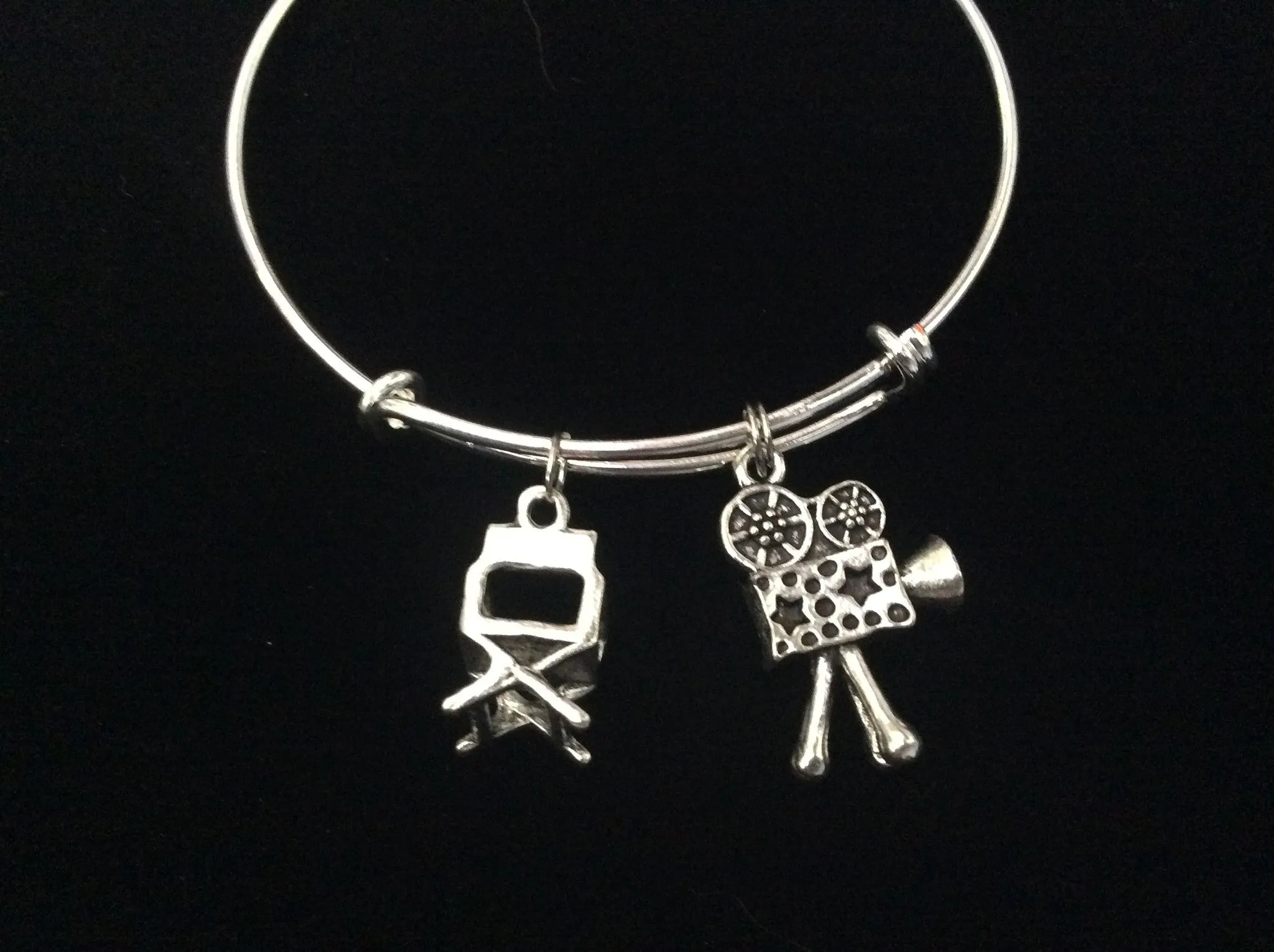 Director Actor Movies 3D Charms on a Silver Plated Expandable Bracelet Adjustable Bangle One Size Fits All