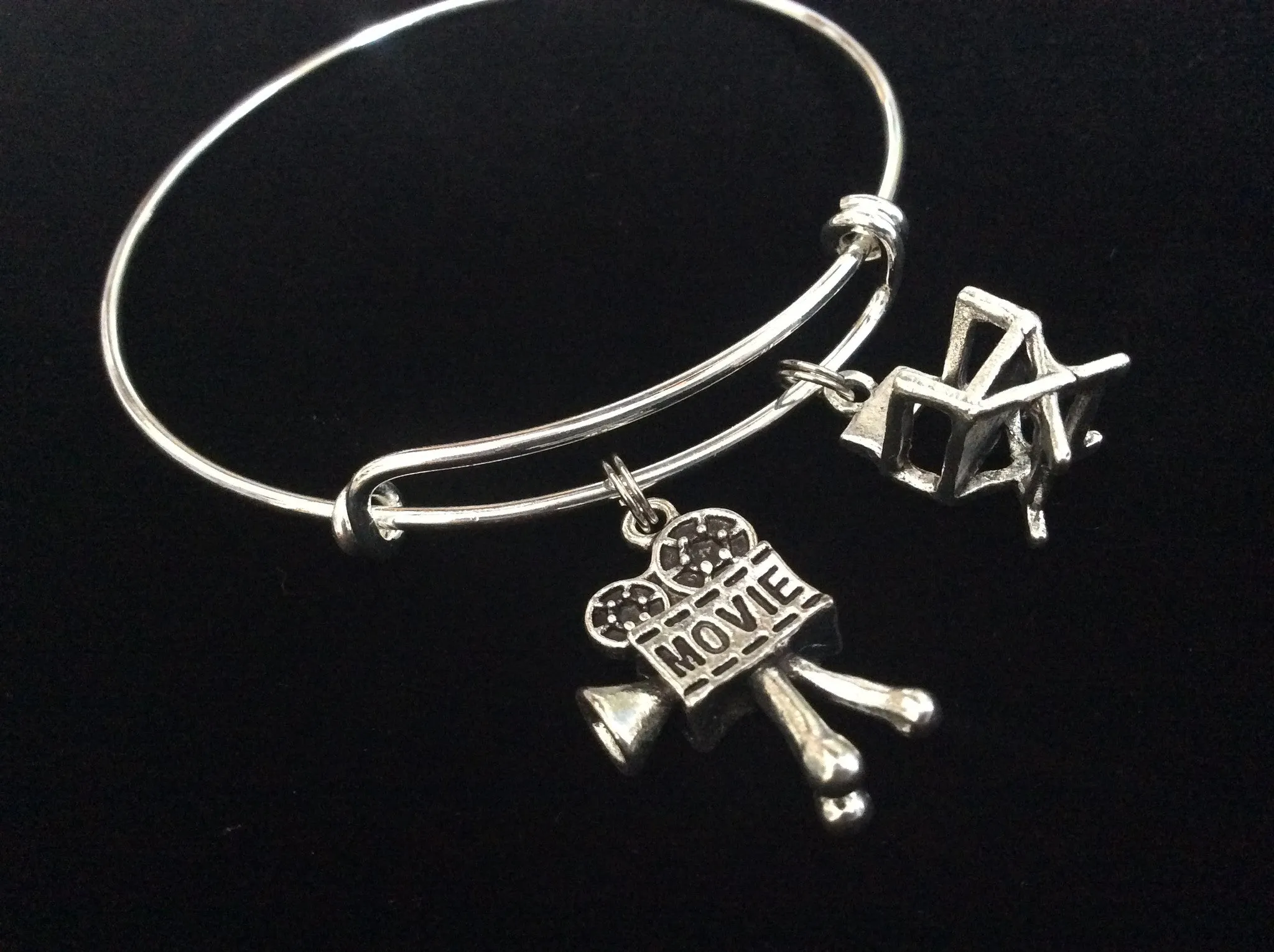 Director Actor Movies 3D Charms on a Silver Plated Expandable Bracelet Adjustable Bangle One Size Fits All