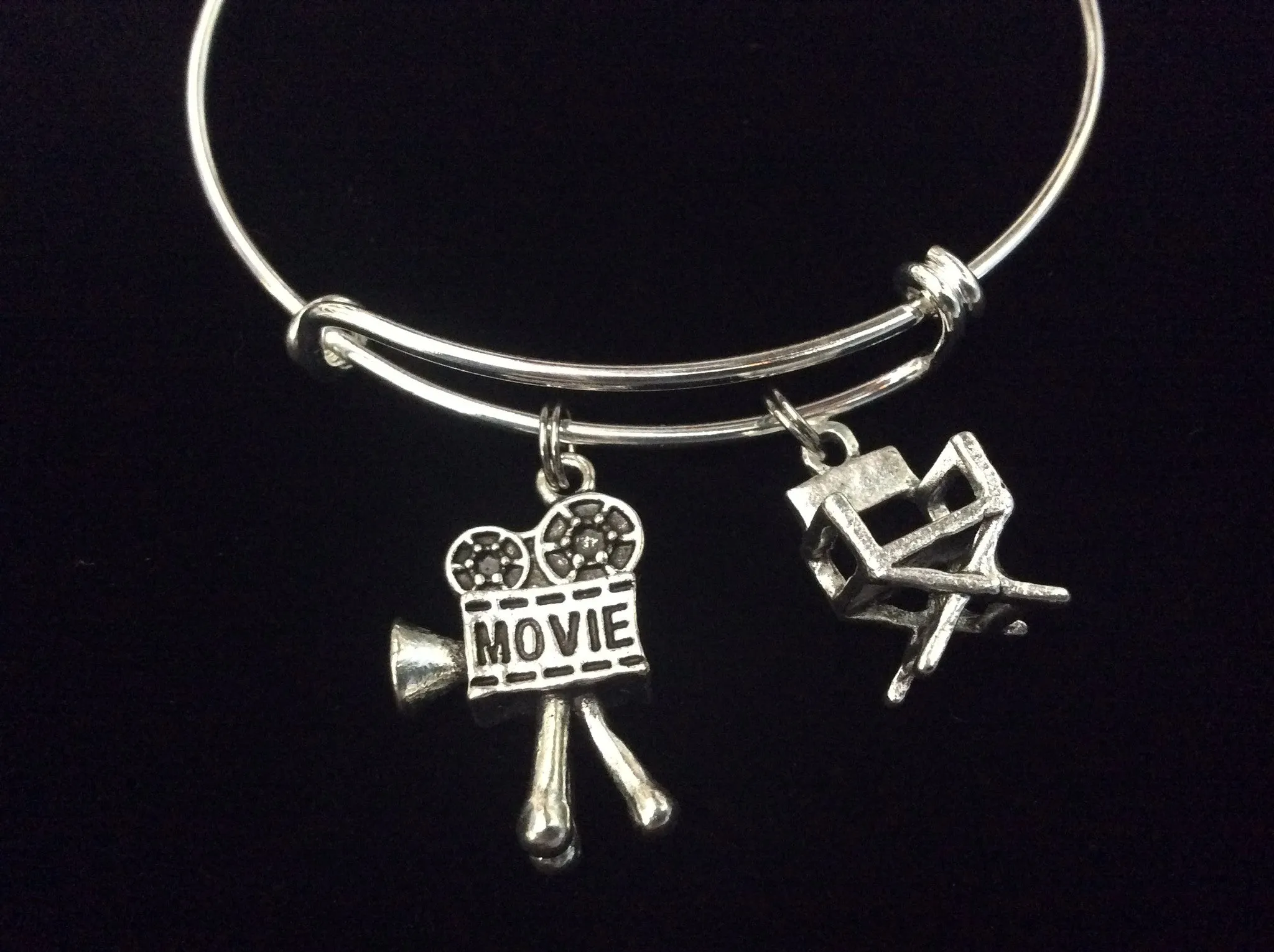 Director Actor Movies 3D Charms on a Silver Plated Expandable Bracelet Adjustable Bangle One Size Fits All