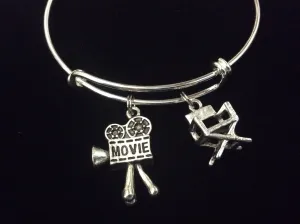 Director Actor Movies 3D Charms on a Silver Plated Expandable Bracelet Adjustable Bangle One Size Fits All