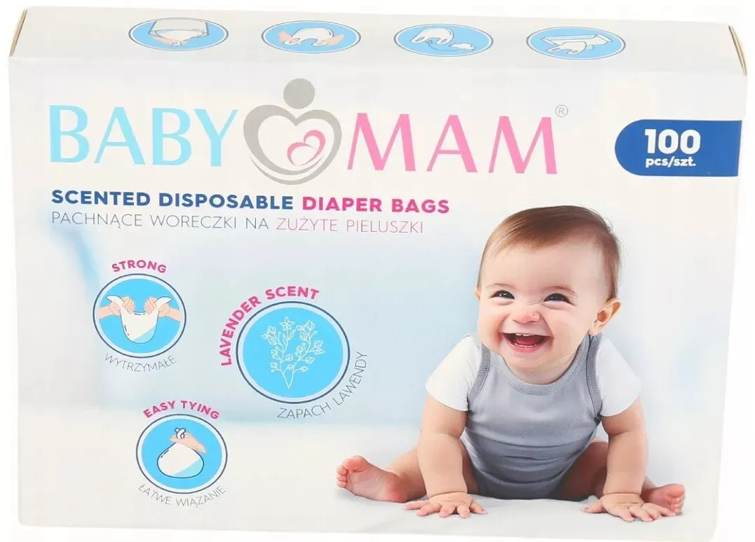 Disposable 100 Diapers Bags Fresh Scent Essential for Baby Change BABYMAM