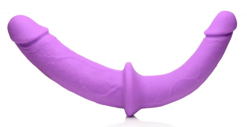Double Charmer Silicone Double  With Harness  - Purple