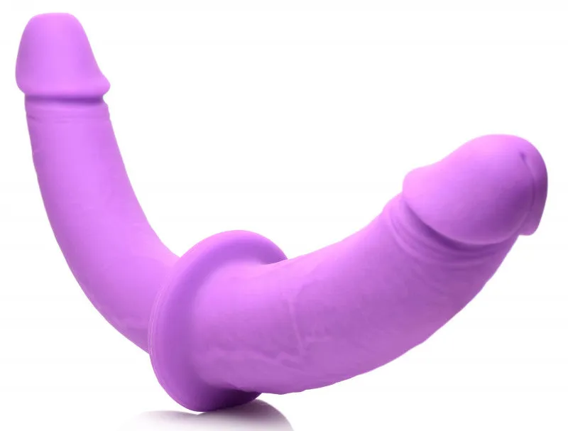 Double Charmer Silicone Double  With Harness  - Purple