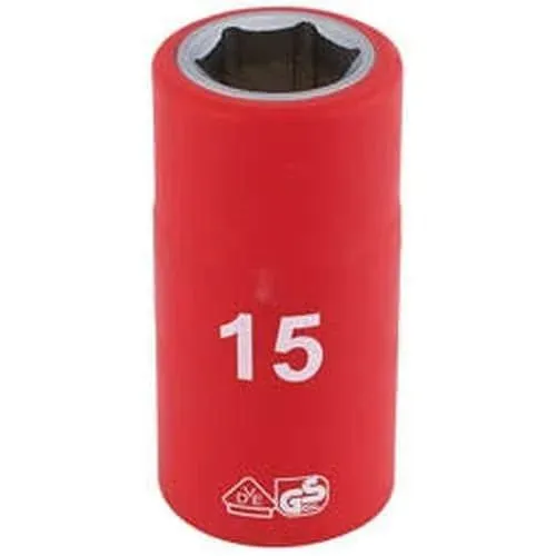 Draper Fully Insulated Vde Socket, 1/2" Sq. Dr., 15Mm Dr-31835