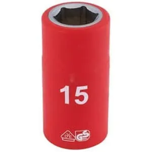 Draper Fully Insulated Vde Socket, 1/2" Sq. Dr., 15Mm Dr-31835