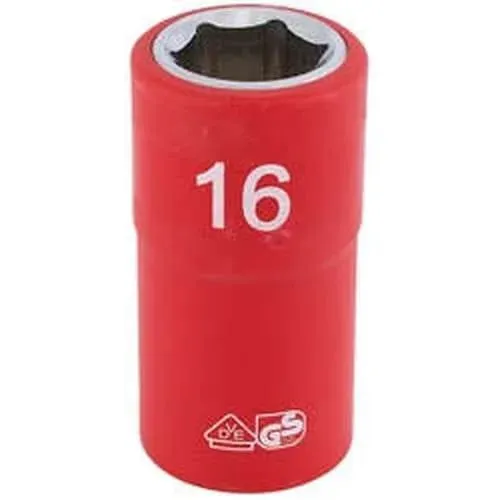 Draper Fully Insulated Vde Socket, 1/2" Sq. Dr., 16Mm Dr-31843