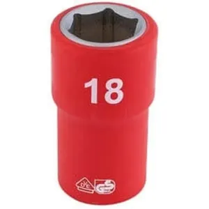 Draper Fully Insulated Vde Socket, 1/2" Sq. Dr., 18Mm Dr-31869