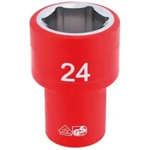 Draper Fully Insulated Vde Socket, 1/2" Sq. Dr., 24Mm Dr-31954