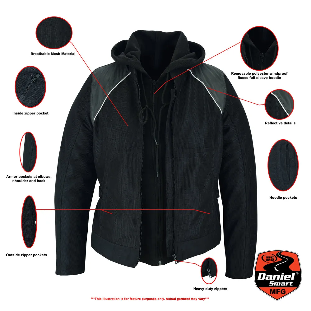 DS Women's Mesh 3-in-1 Riding Jacket (Black/Black Tone Reflective)