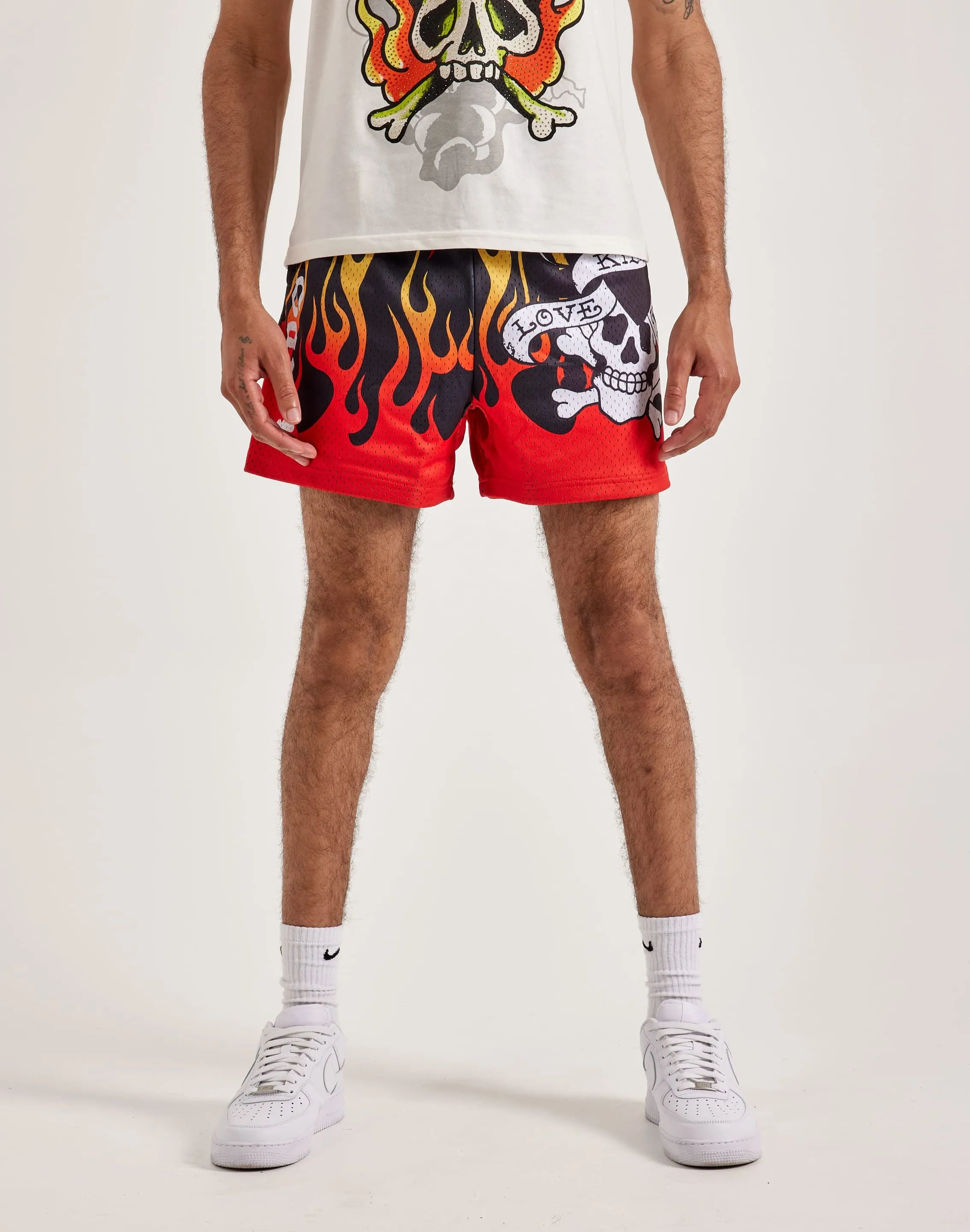 Ed Hardy Fire Skull Mesh Shorts