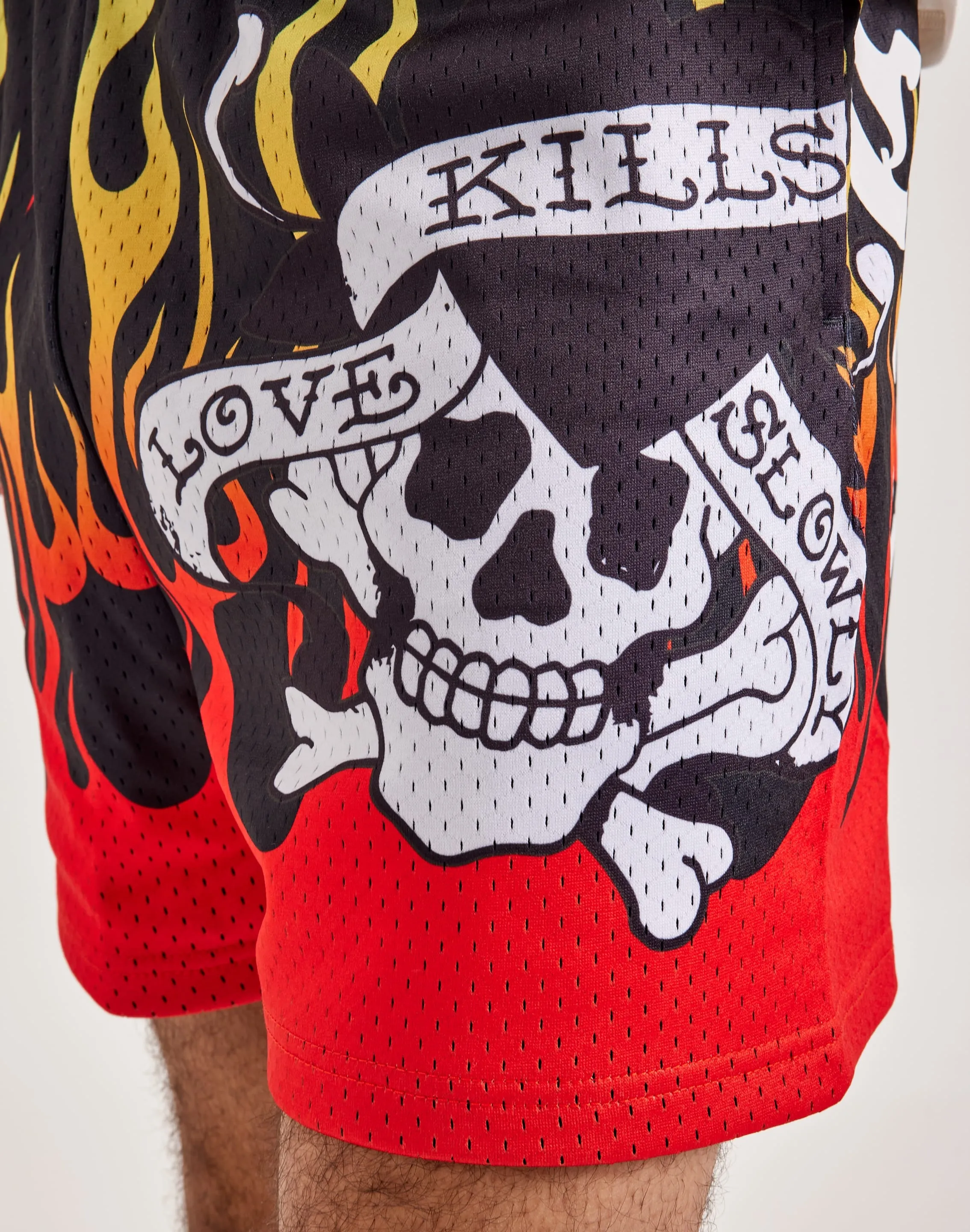Ed Hardy Fire Skull Mesh Shorts