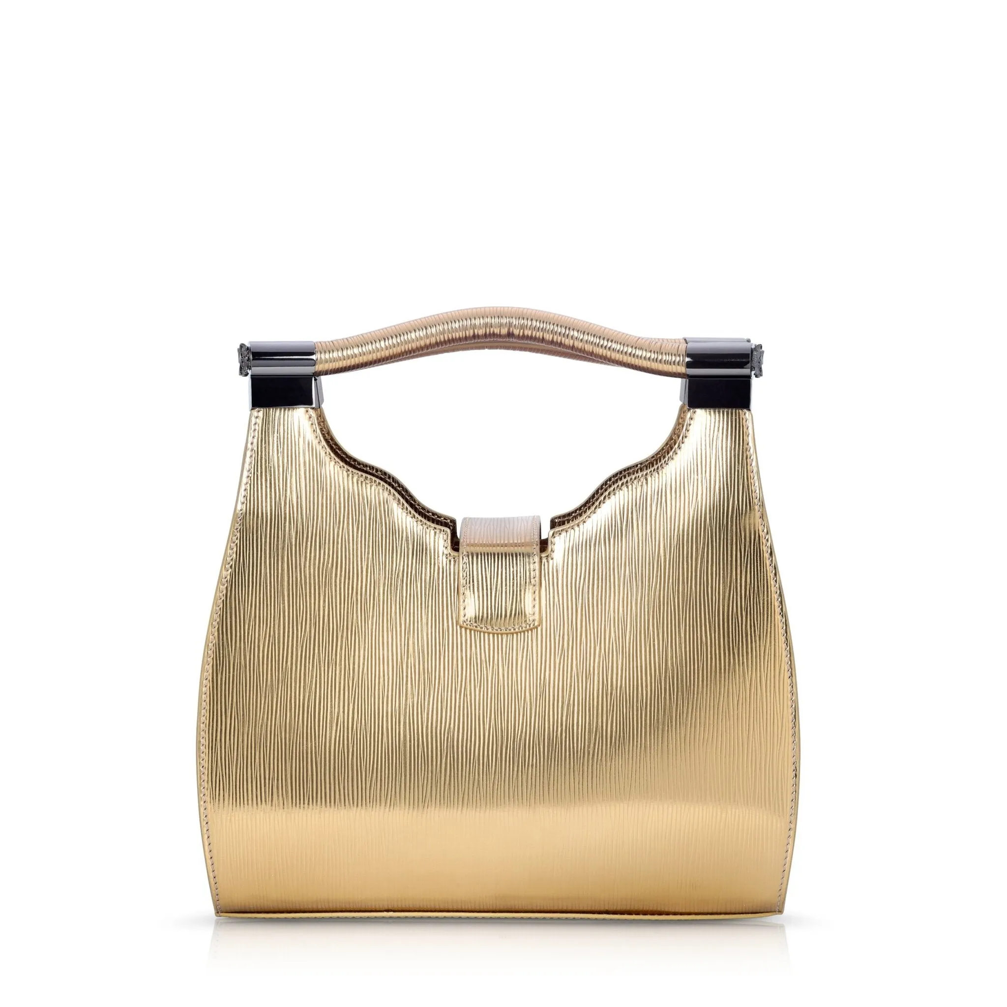 Empire Cheetah Mini Hobo: Designer Shoulder Bag in Metallic Gold Embossed Leather