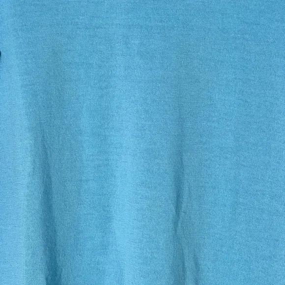 EUC Talbots Pure Merino Wool Blue Sweater Pleated Shoulder Pearl Cuffs Sz Medium