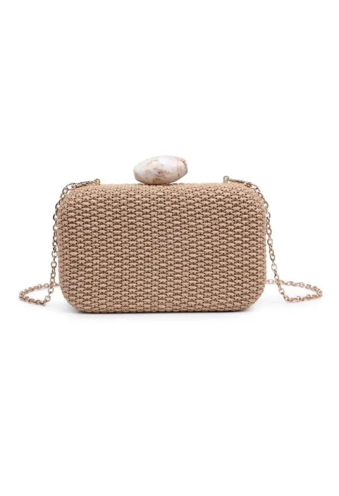 Ezra Straw Clutch with Chain Strap