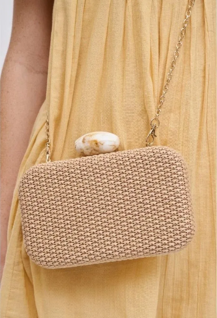 Ezra Straw Clutch with Chain Strap