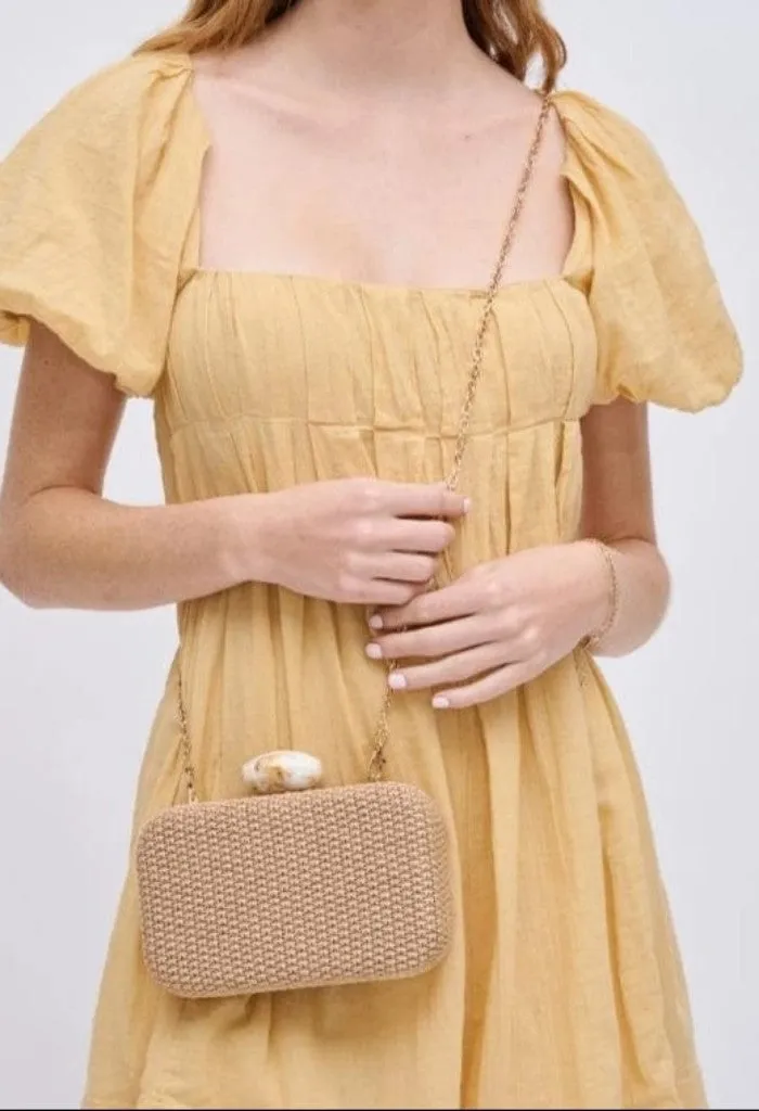 Ezra Straw Clutch with Chain Strap
