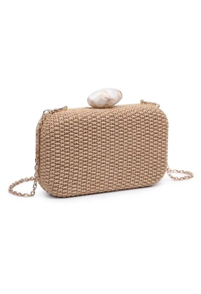 Ezra Straw Clutch with Chain Strap