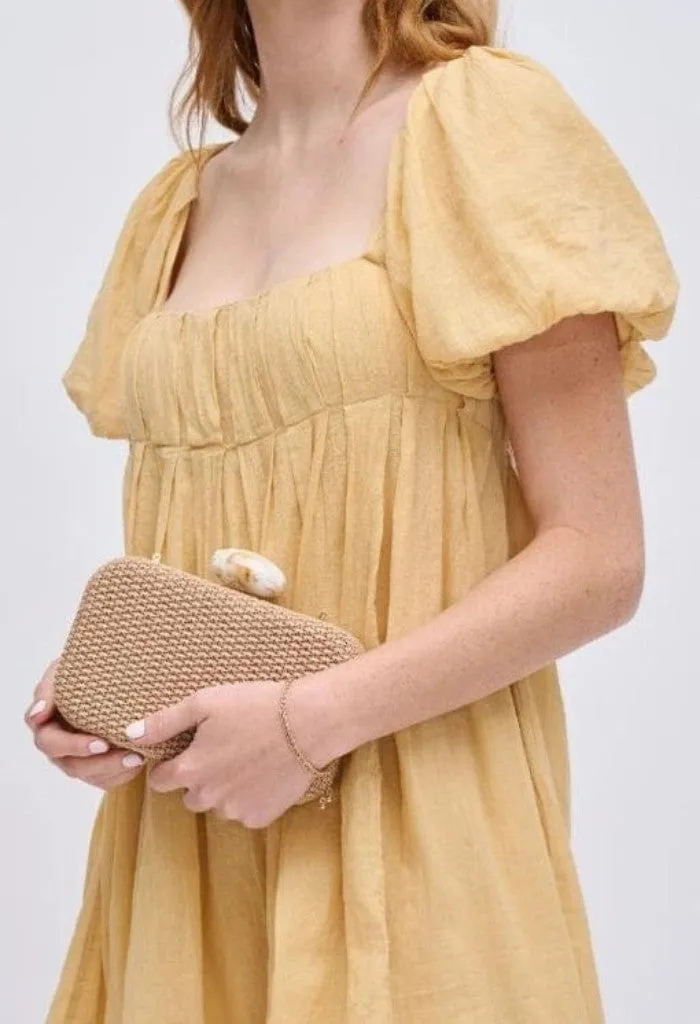 Ezra Straw Clutch with Chain Strap