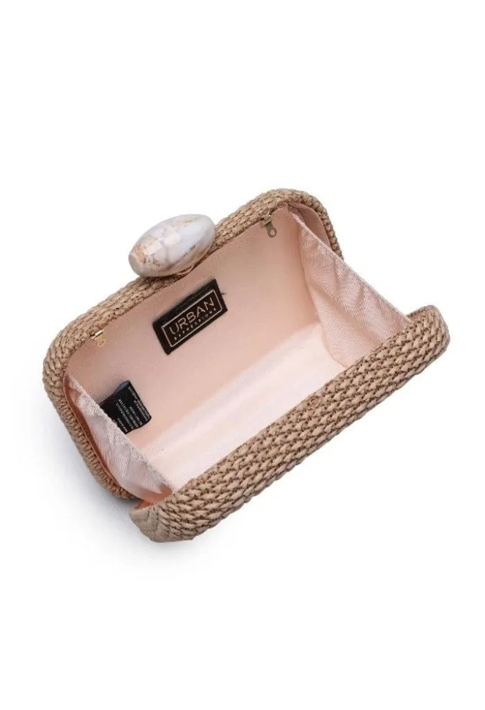 Ezra Straw Clutch with Chain Strap