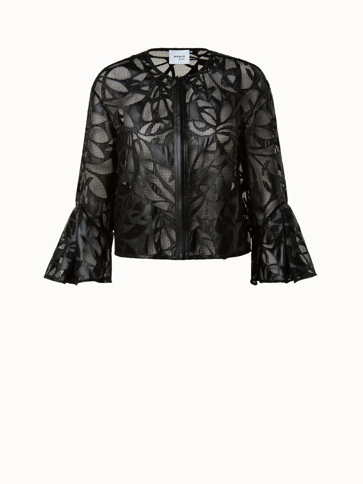 Faux Leather Techno Boxy Jacket with Cutouts