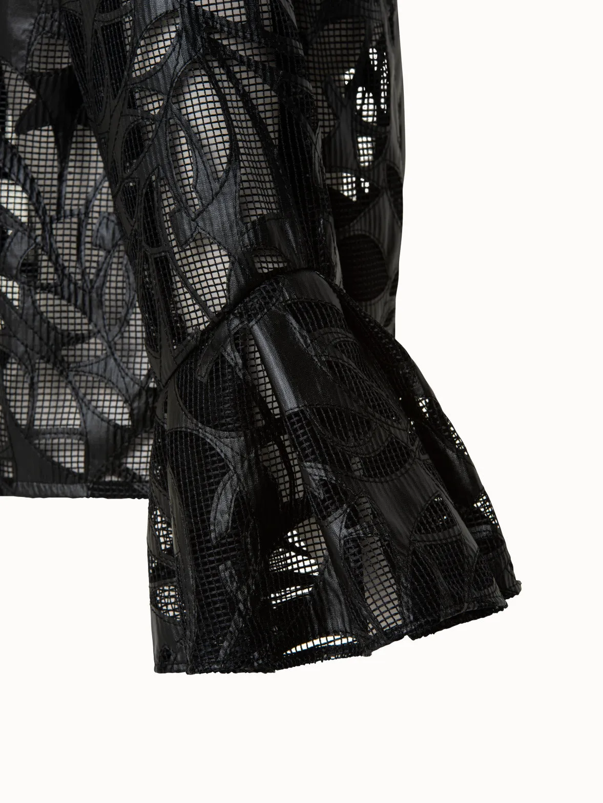 Faux Leather Techno Boxy Jacket with Cutouts