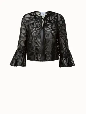 Faux Leather Techno Boxy Jacket with Cutouts