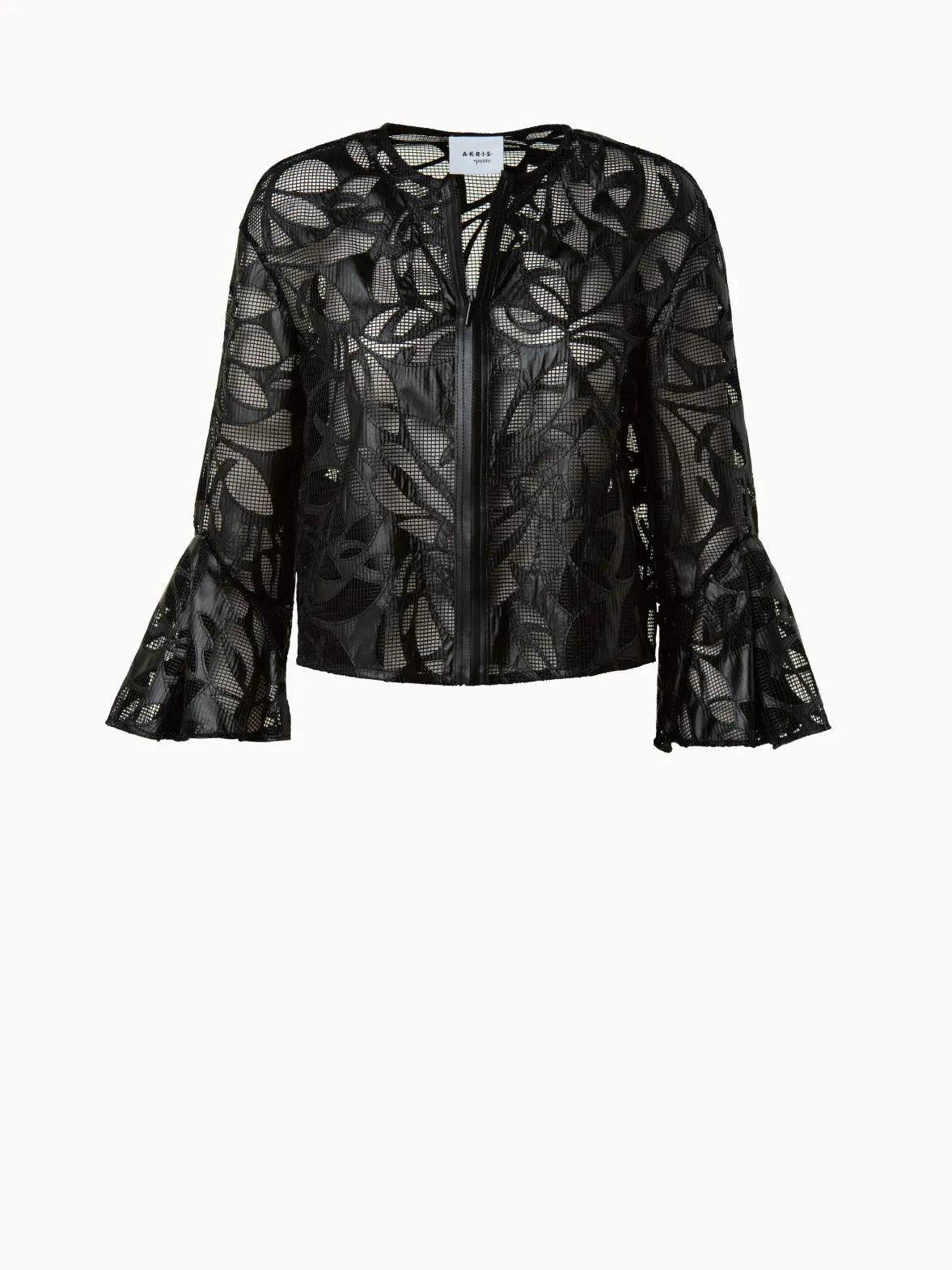 Faux Leather Techno Boxy Jacket with Cutouts