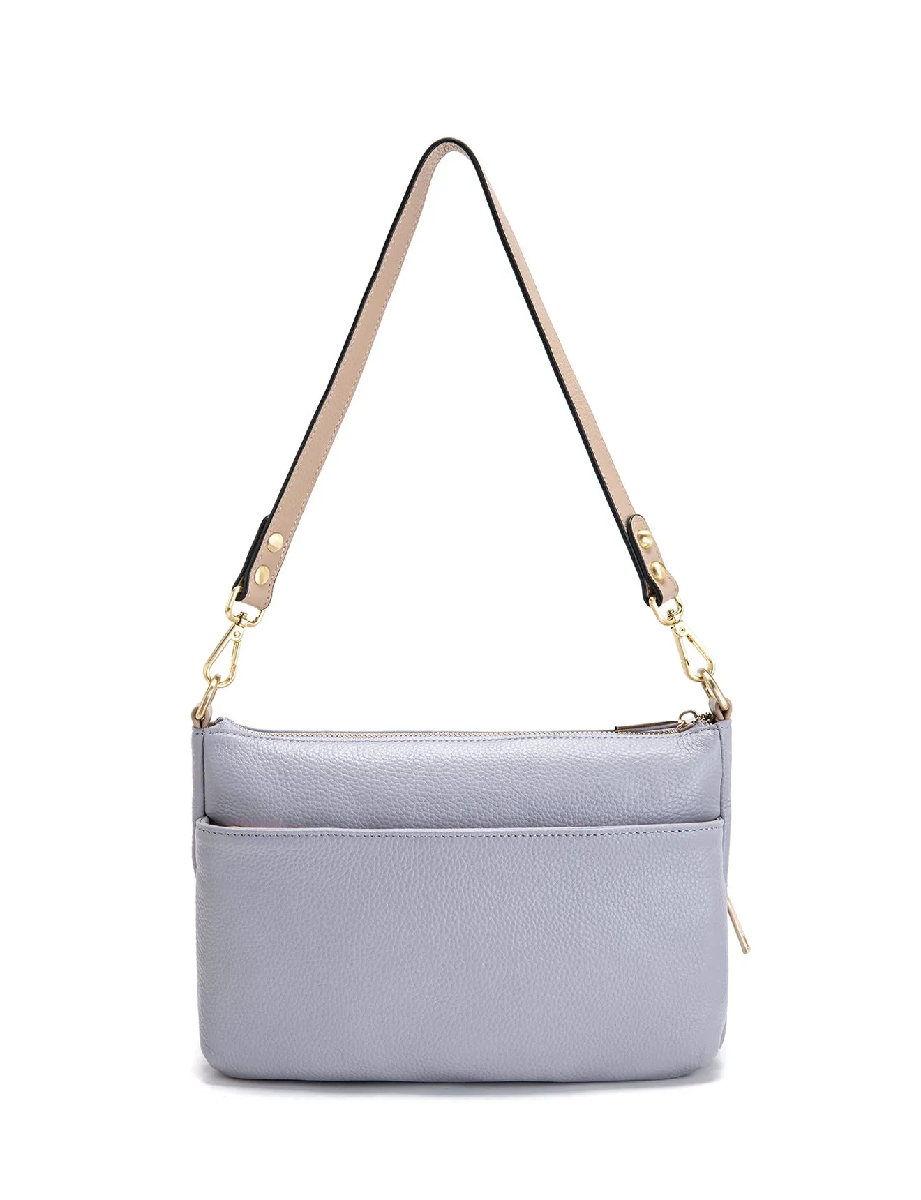FELICITY LEATHER XBODY BAG- E1-0814A-CORNFLOWER/PUTTY- SALE