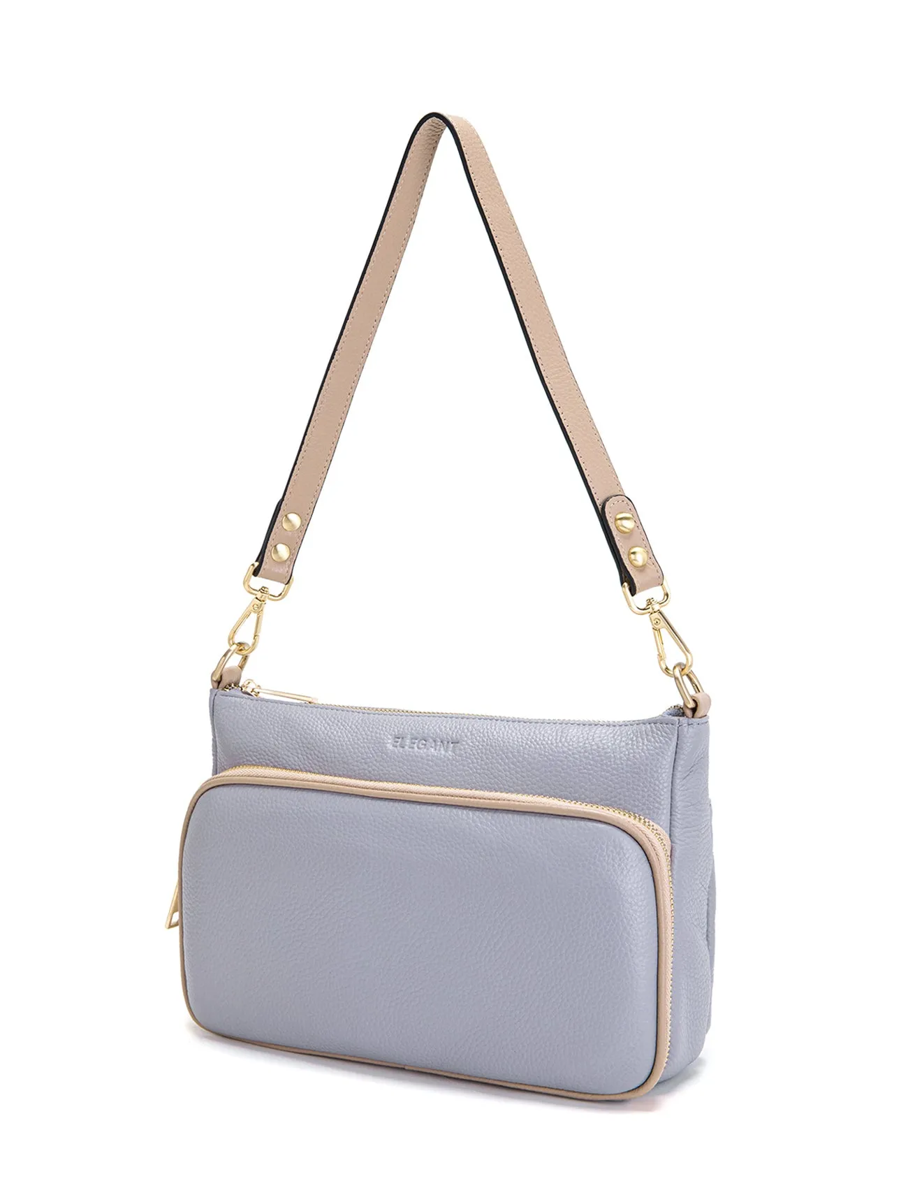 FELICITY LEATHER XBODY BAG- E1-0814A-CORNFLOWER/PUTTY- SALE