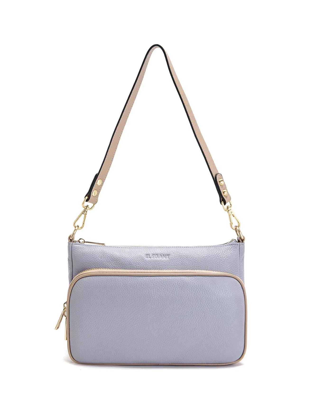 FELICITY LEATHER XBODY BAG- E1-0814A-CORNFLOWER/PUTTY- SALE