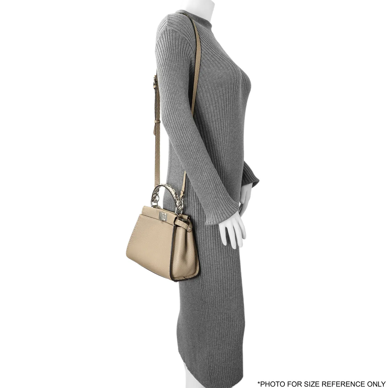 Fendi Cuoio Romano Snakeskin Selleria Mini Peekaboo Iconic Satchel