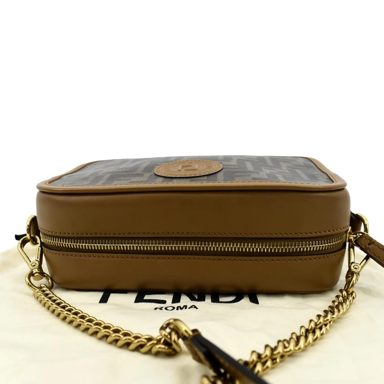 FENDI FF Fabric Crossbody Camera Bag Tan