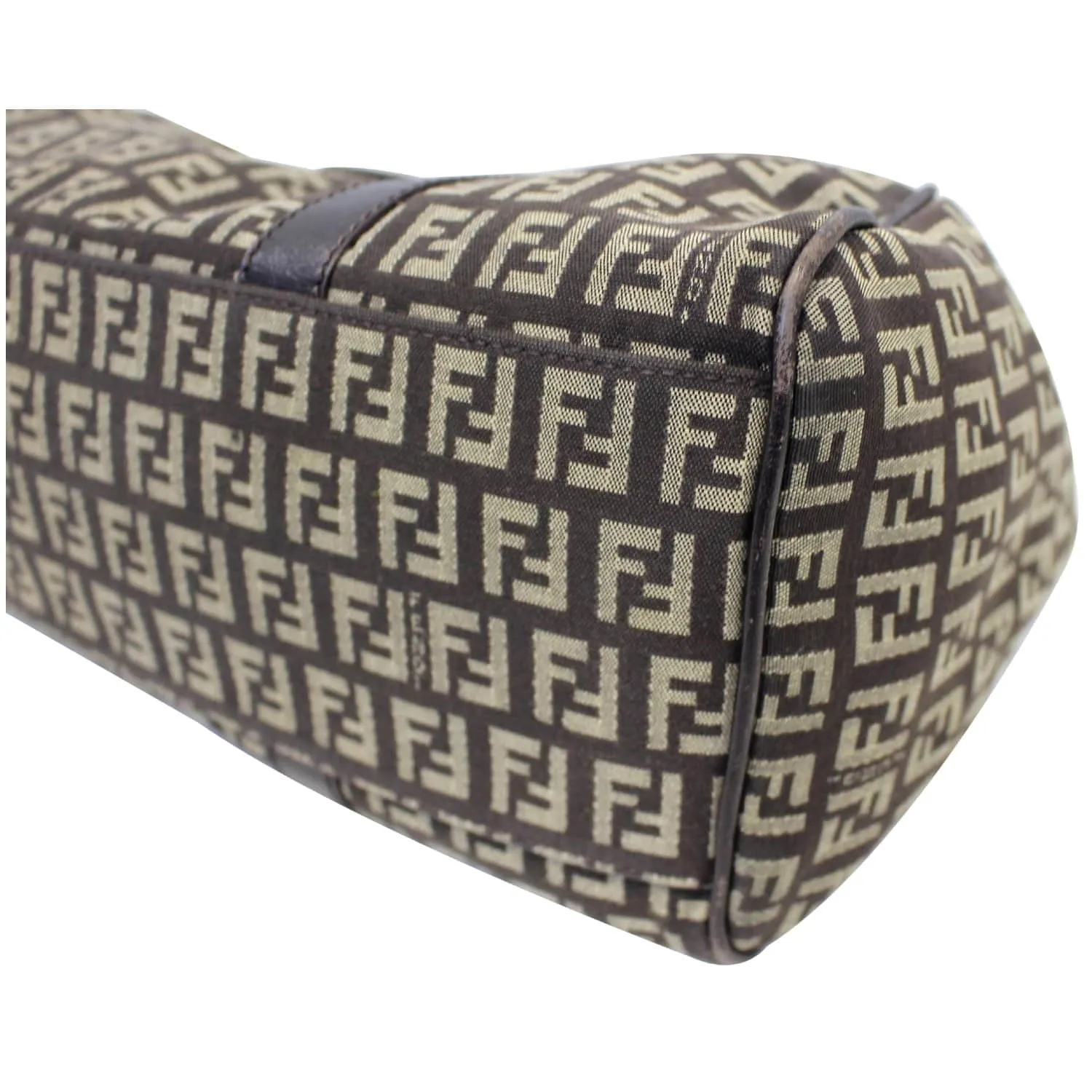 FENDI Zucchino Canvas Shoulder Bag Brown