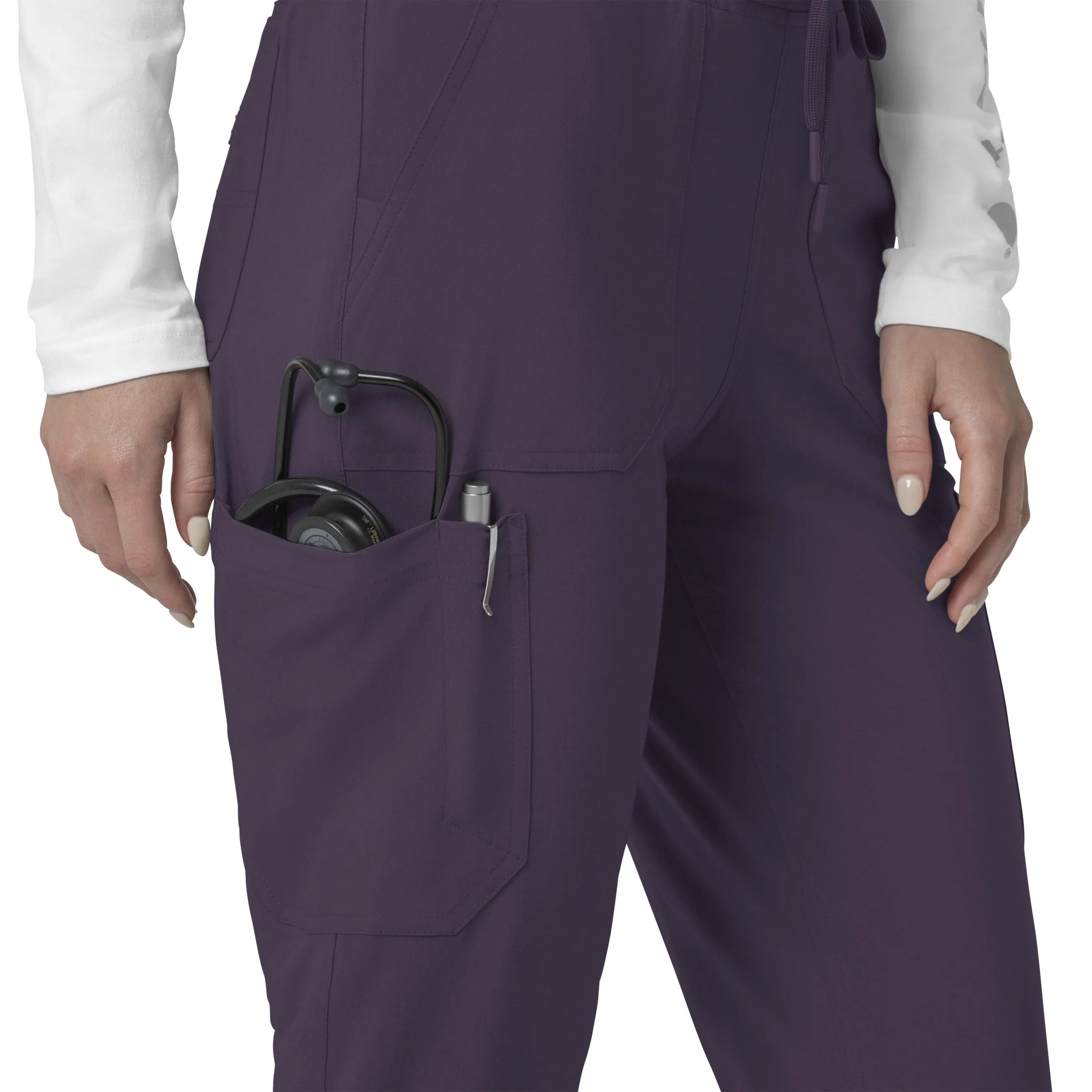 Force Cross-Flex C53110 Cargo Jogger Scrub Pants Black Plum