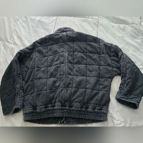 Free People Dolman Quilted Jacket Black Charcoal