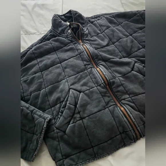 Free People Dolman Quilted Jacket Black Charcoal